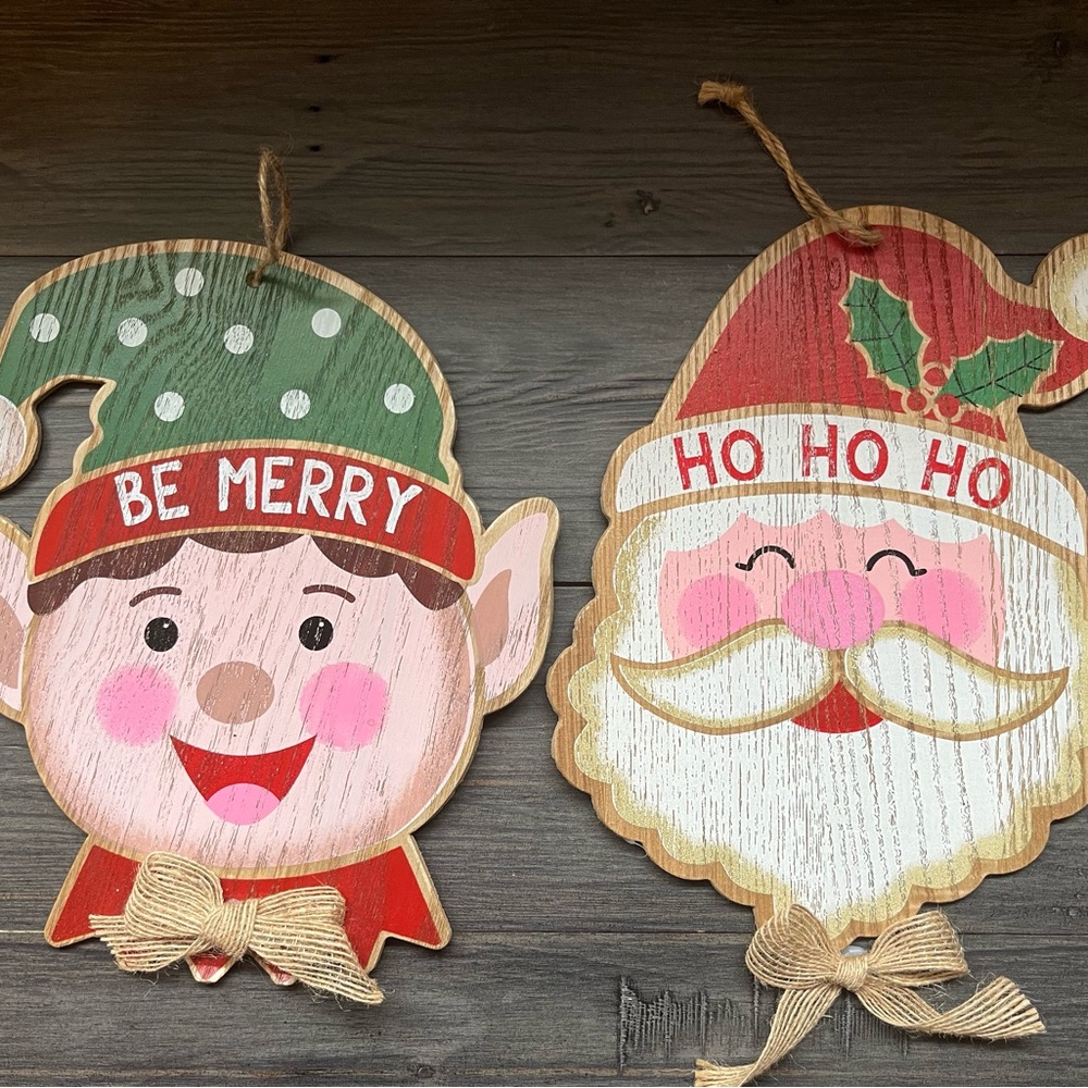 Festive Elf and Santa Wall Decor Set